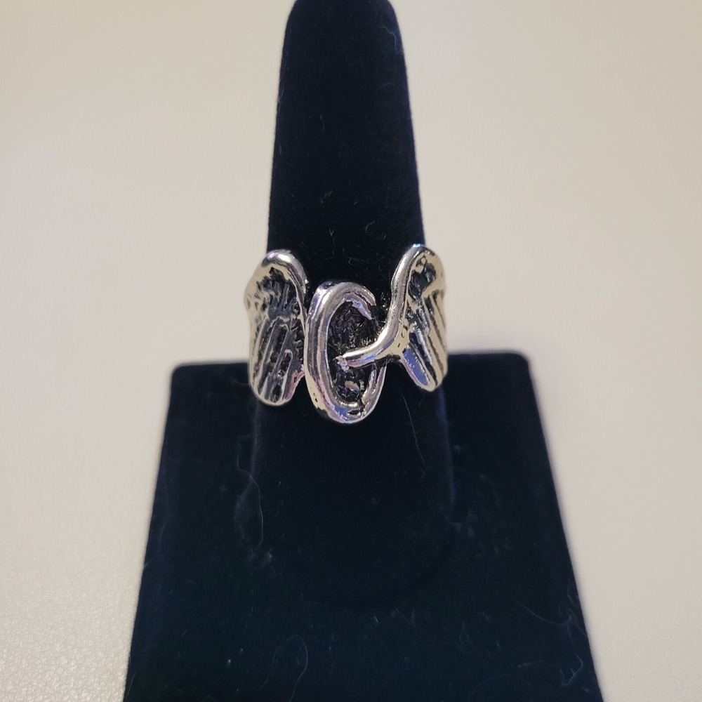 Polished Wheels And Wings Chunky Biker Ring Size 9.5 Silver Tone